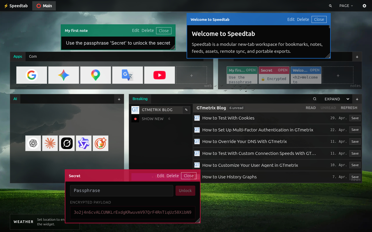 Speedtab open note