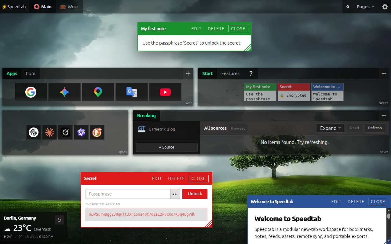 Speedtab open notes