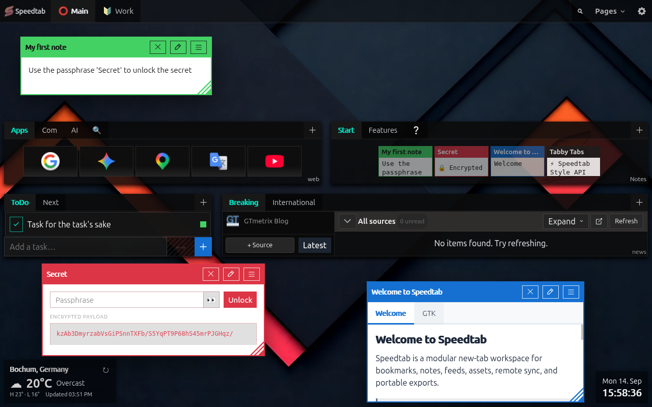 Speedtab open notes