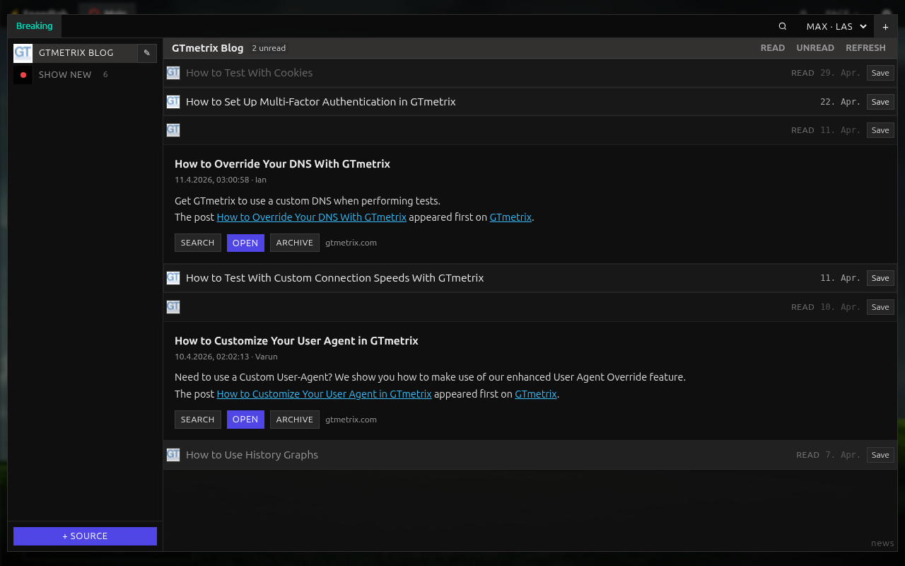 Speedtab maximized feeds module