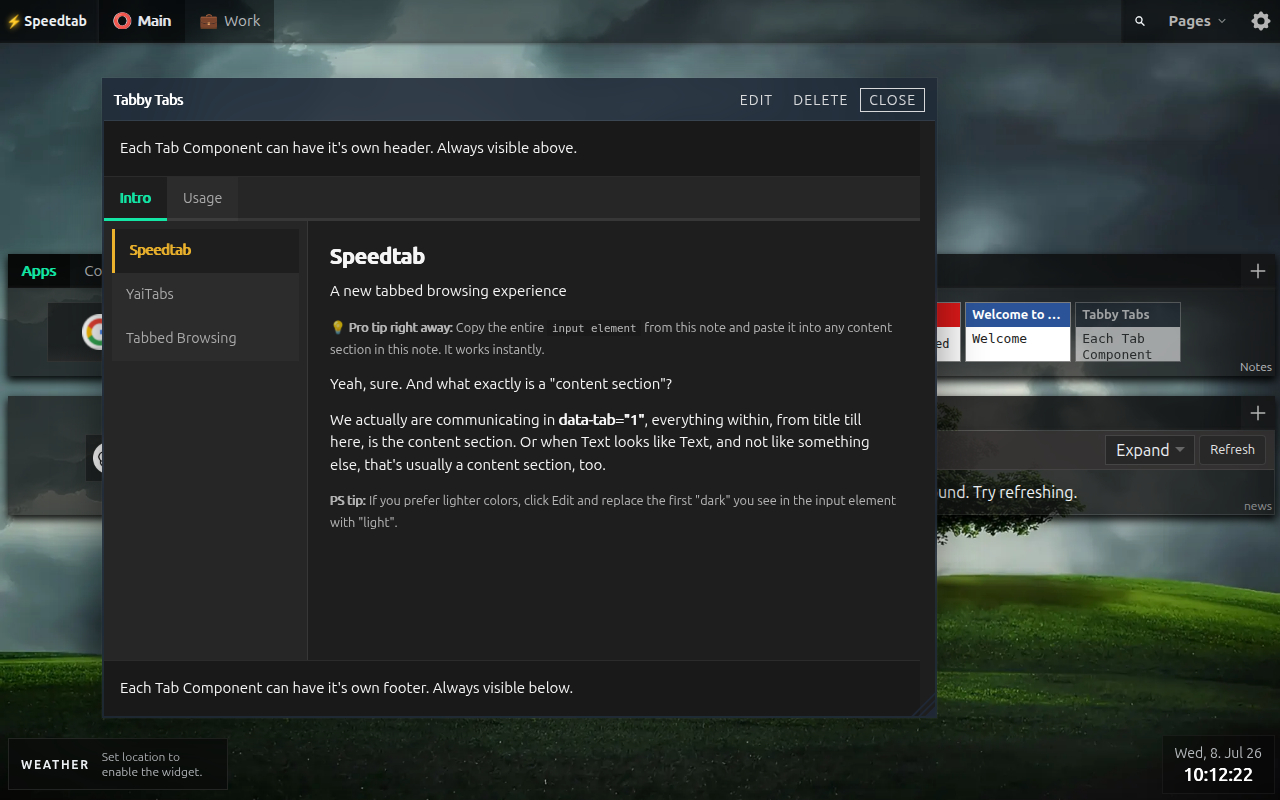 Speedtab open tabbed note