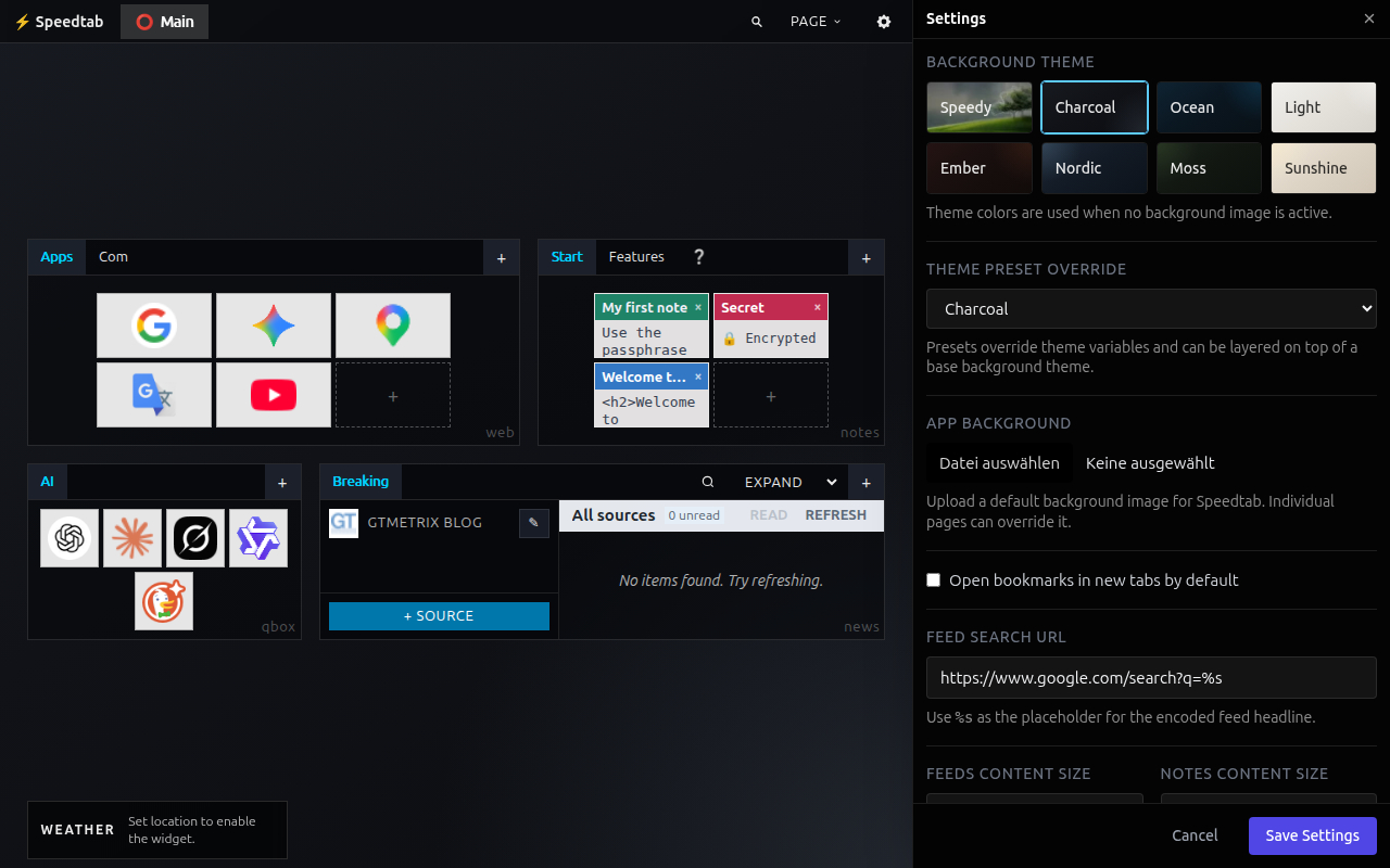 Speedtab themes, Charcoal